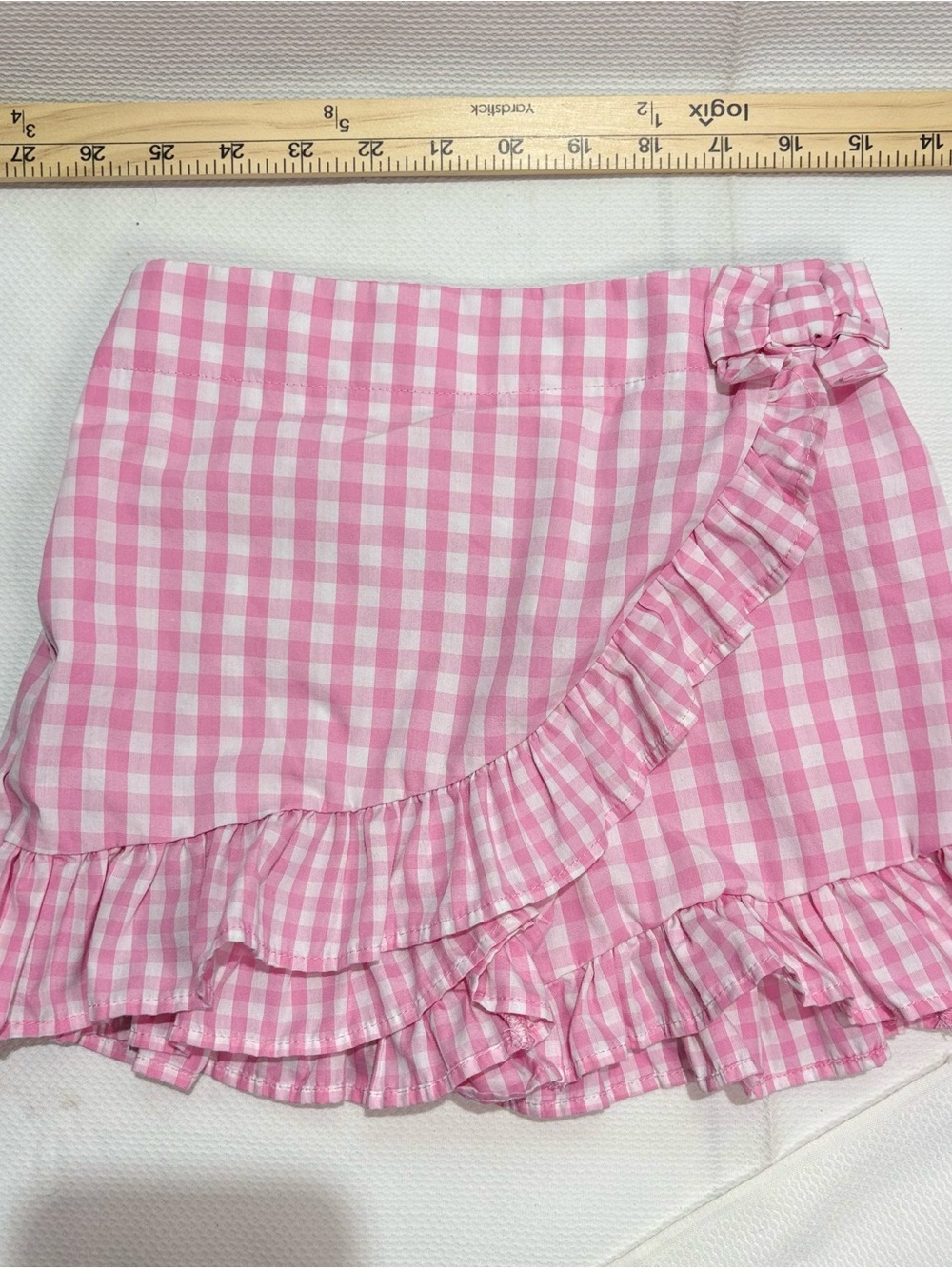 Rare Editions Pink Gingham Ruffle Wrap Skirt